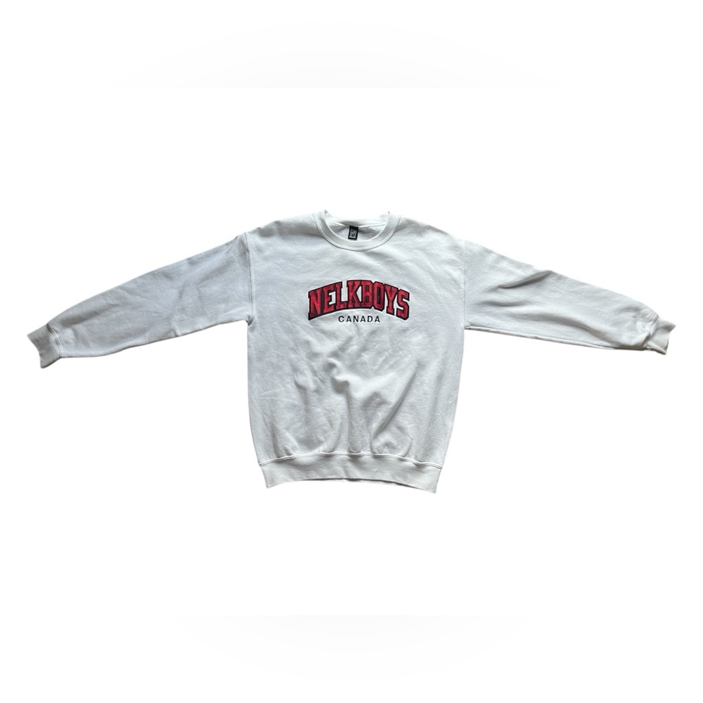 Men’s Medium Nelk Boys Canada White Crewneck Sweater Crew